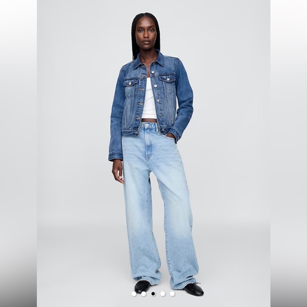 GAP Denim Classic Icon Jean Jacket Large Light Denim 100% Cotton MAMA Painted - Picture 11 of 16
